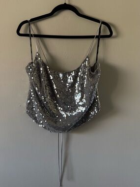 Forever 21 Silver Sequin Cowl Camisole